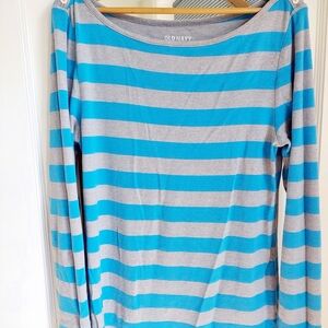 Old Navy Teal and Gray Striped Shirt